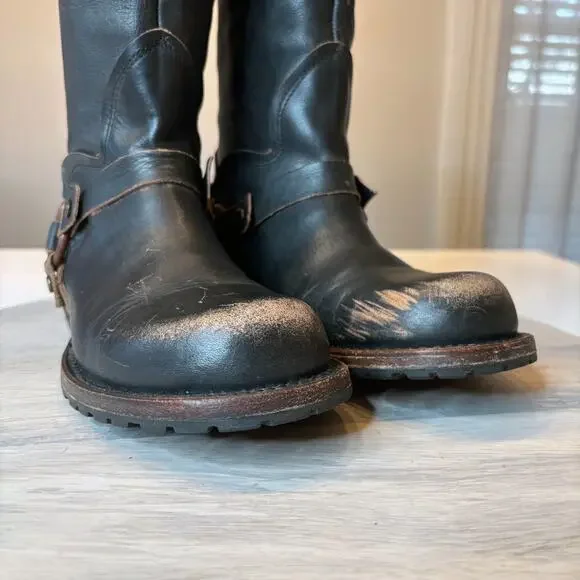 Freebird HAAVN Black Leather Tall Harness Boots Women’s Size 9 Distressed